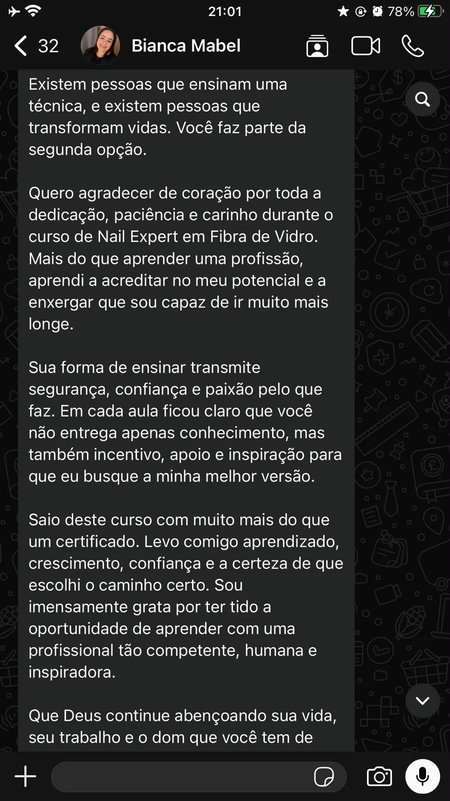 Primeira parte do depoimento real da aluna Bianca